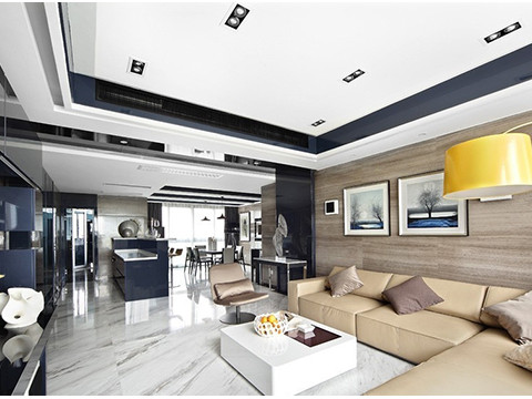 客廳 房子本身戶型動(dòng)靜分區(qū)合理，設(shè)計(jì)師還是進(jìn)行了適當(dāng)?shù)母脑?，使其功能區(qū)域更為完備。