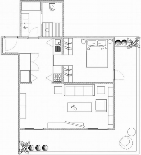 極簡設(shè)計方法中創(chuàng)建結(jié)構(gòu)是混合了中世紀家具及木紋理,創(chuàng)造一個熱情好客的氛圍。